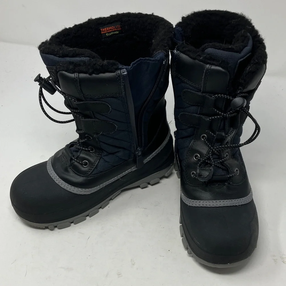 All In Motion Thermolite Ecomode Kids Skylar Winter Boots Size 2 Dark Navy/Black